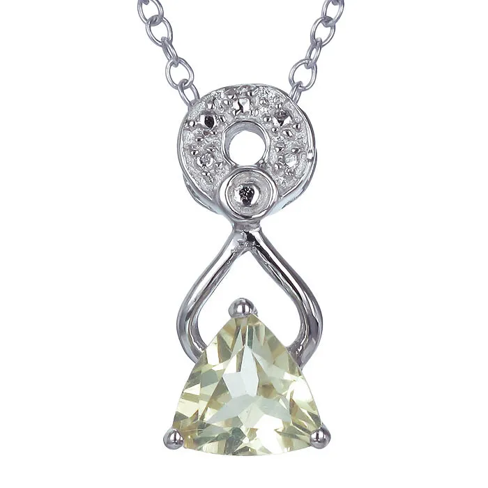 0.60 cttw Lemon Quartz Pendant Necklace .925 Sterling Silver 6 MM Trillion