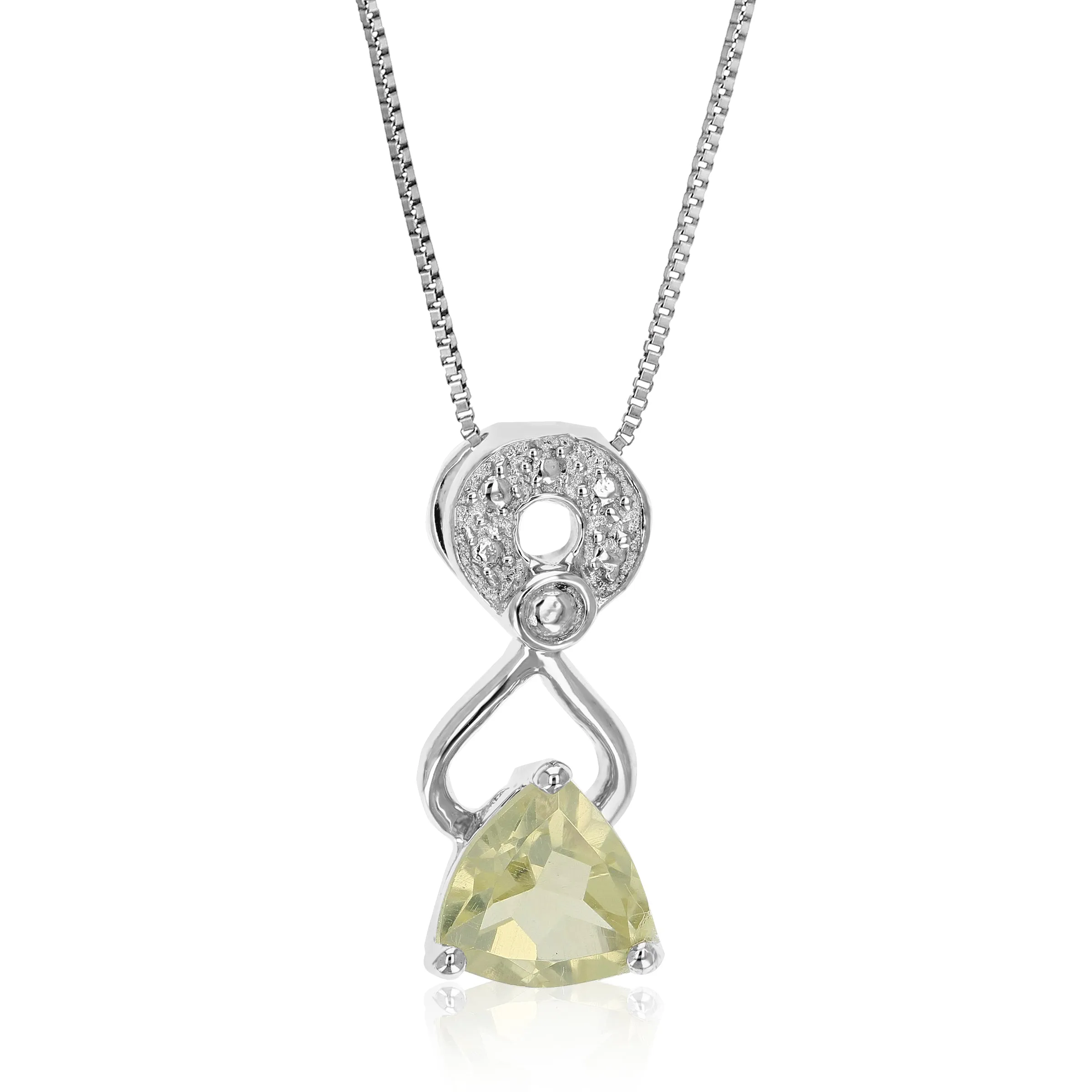 0.60 cttw Lemon Quartz Pendant Necklace .925 Sterling Silver 6 MM Trillion