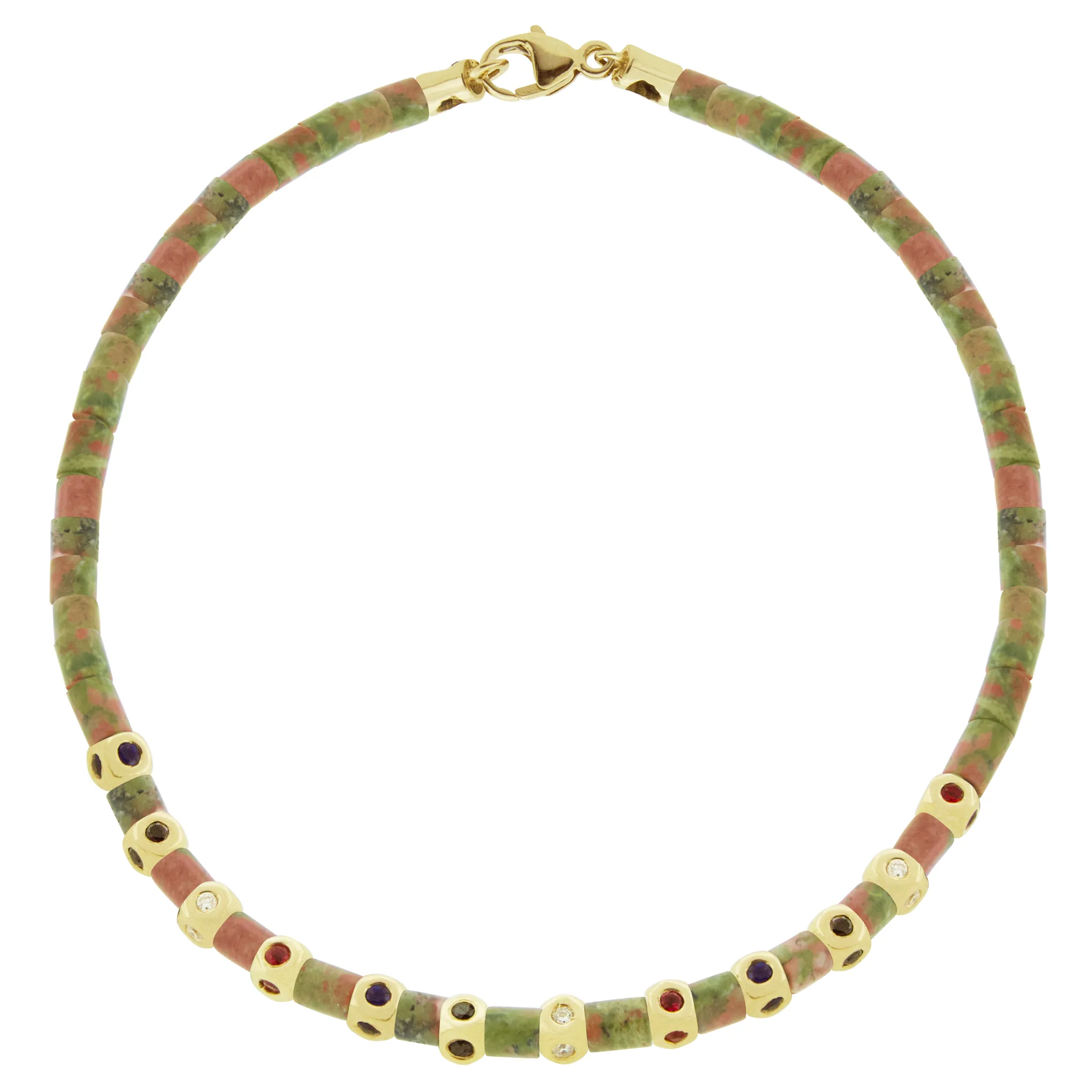 12 Mini Tetra Unakite Bracelet with Clasp