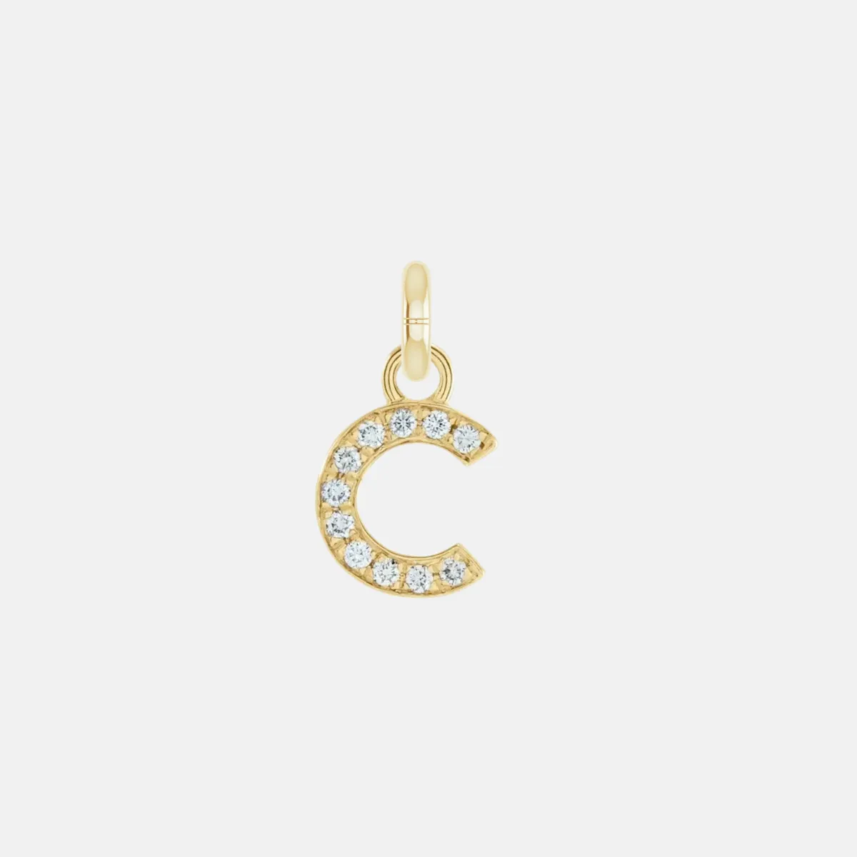 14K Yellow Gold Pave Diamond "C" Charm - Sample Sale