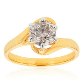 18ct Yellow Gold Solitaire Ring With 1.5 Carat Australian Diamond