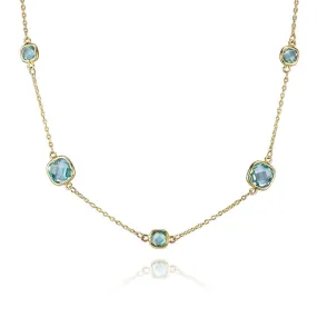 18K Yellow Gold Blue Topaz Necklace