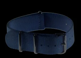 20mm Navy Blue NATO Watch Strap with Covert PVD Black Buckles