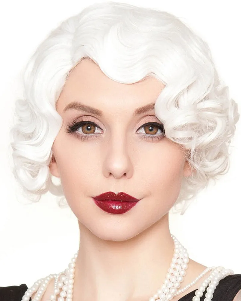 20s Flapper Finger Premium White Wig