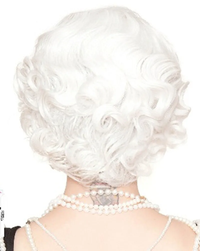 20s Flapper Finger Premium White Wig