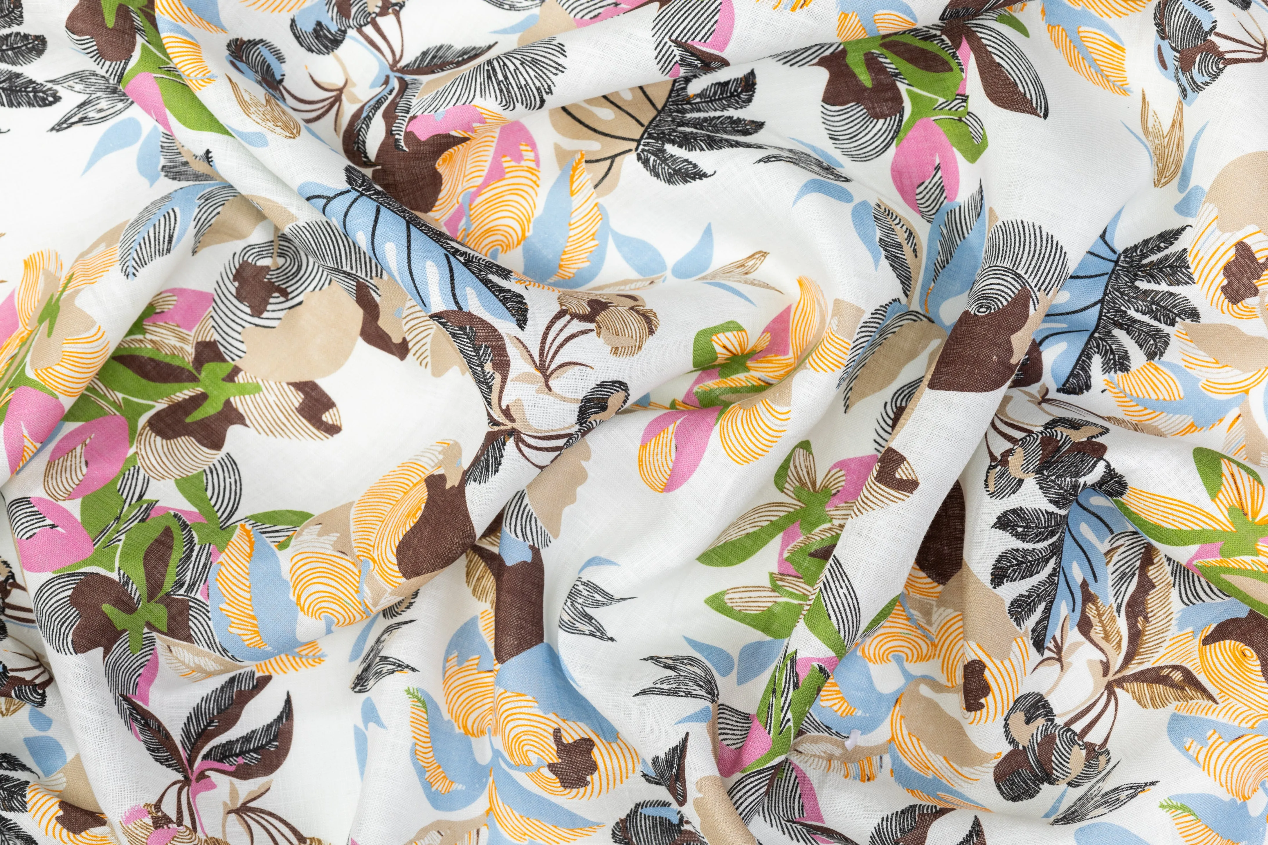 Abstract Floral Italian Linen - Multicolor