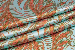 Abstract Italian Silk Charmeuse - Blue and Orange