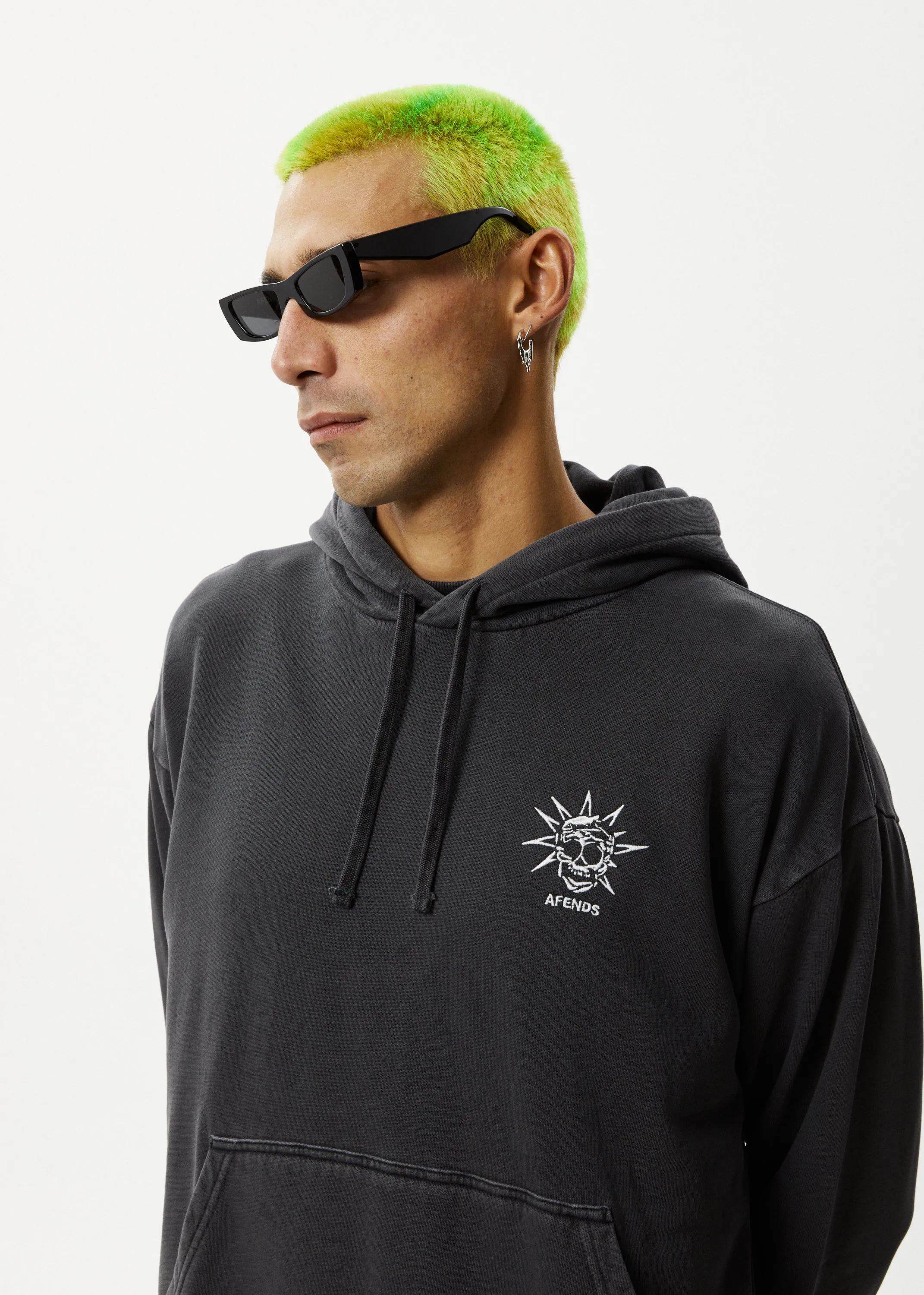 AFENDS Mens Graveyard - Pull On Hood - Charcoal