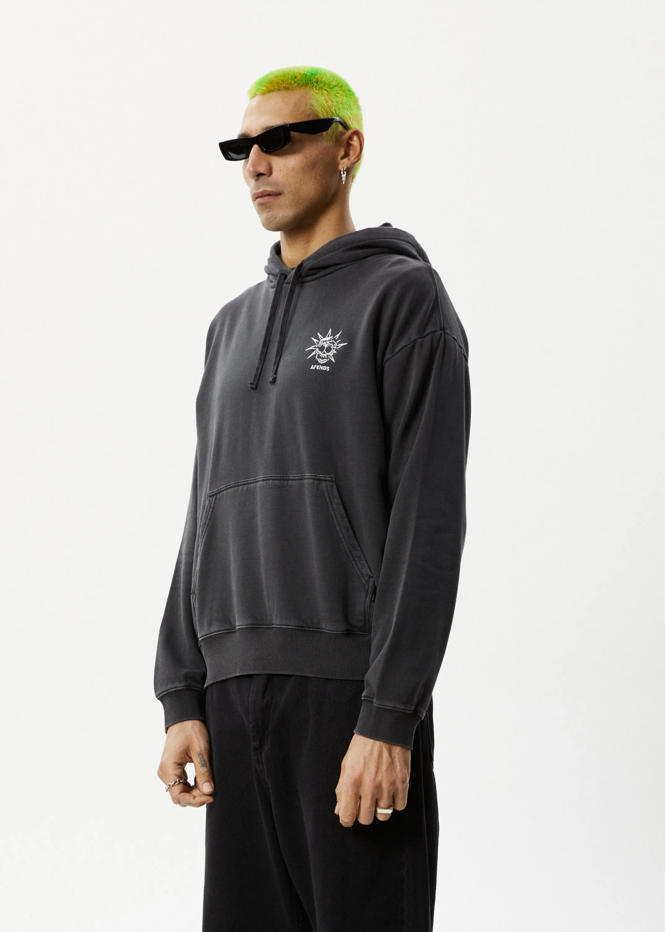 AFENDS Mens Graveyard - Pull On Hood - Charcoal