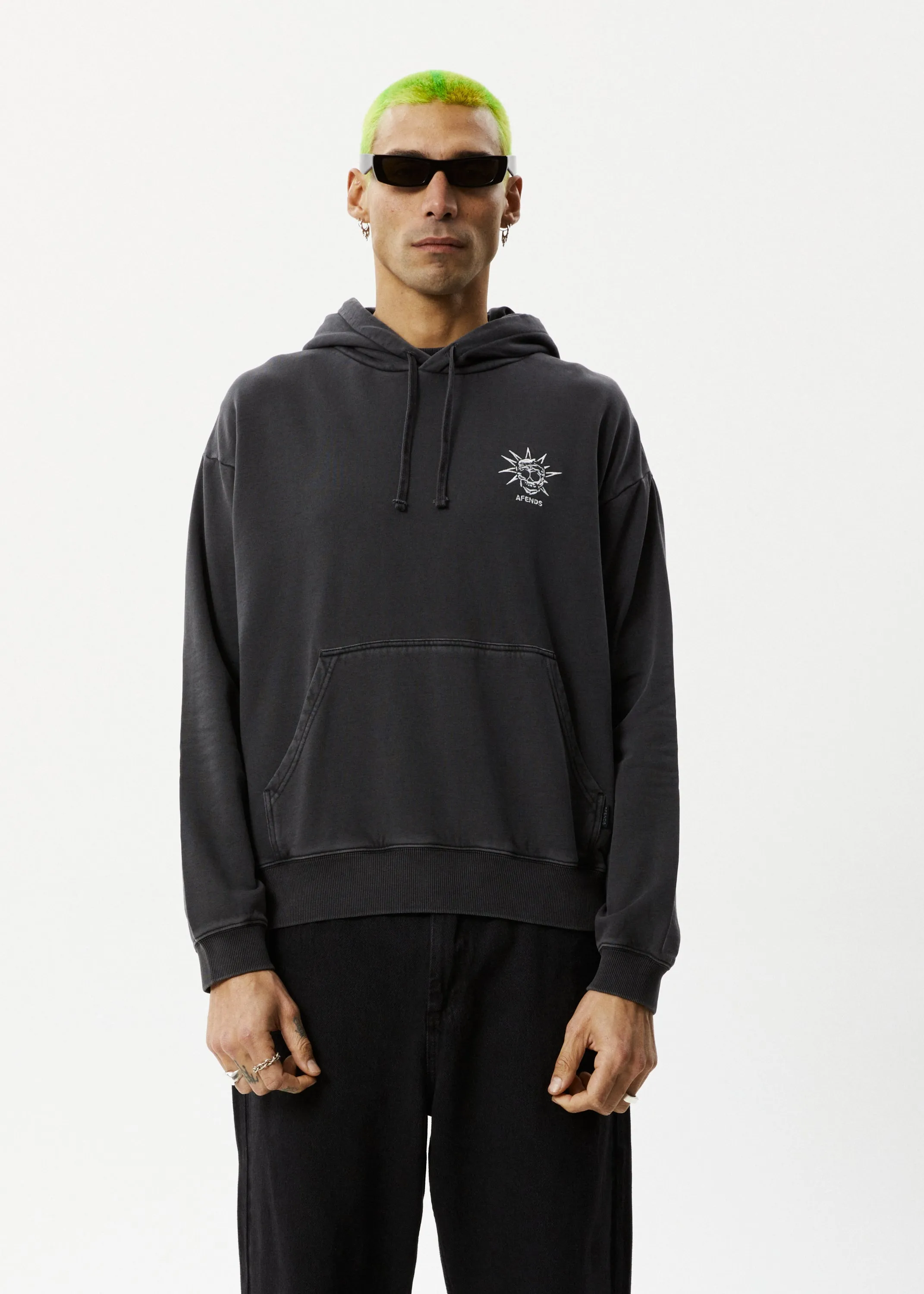 AFENDS Mens Graveyard - Pull On Hood - Charcoal