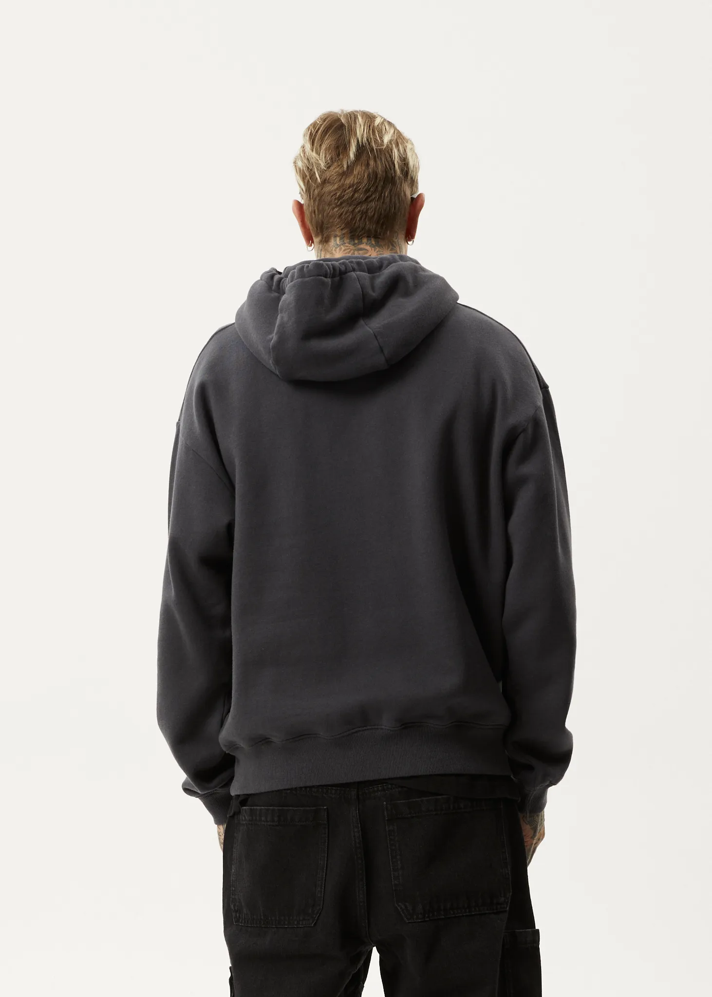 AFENDS Mens Questions - Pull On Hood - Charcoal