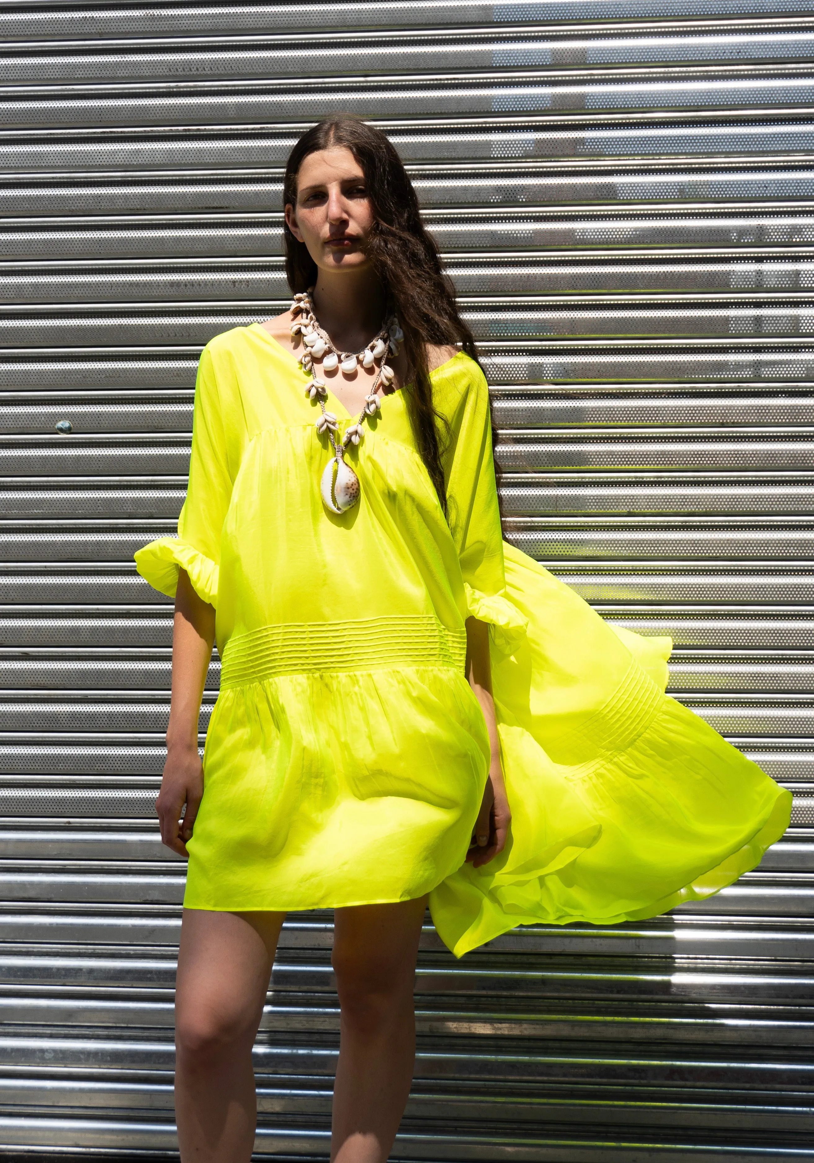 Airi Mini Dress in Fluoro Yellow