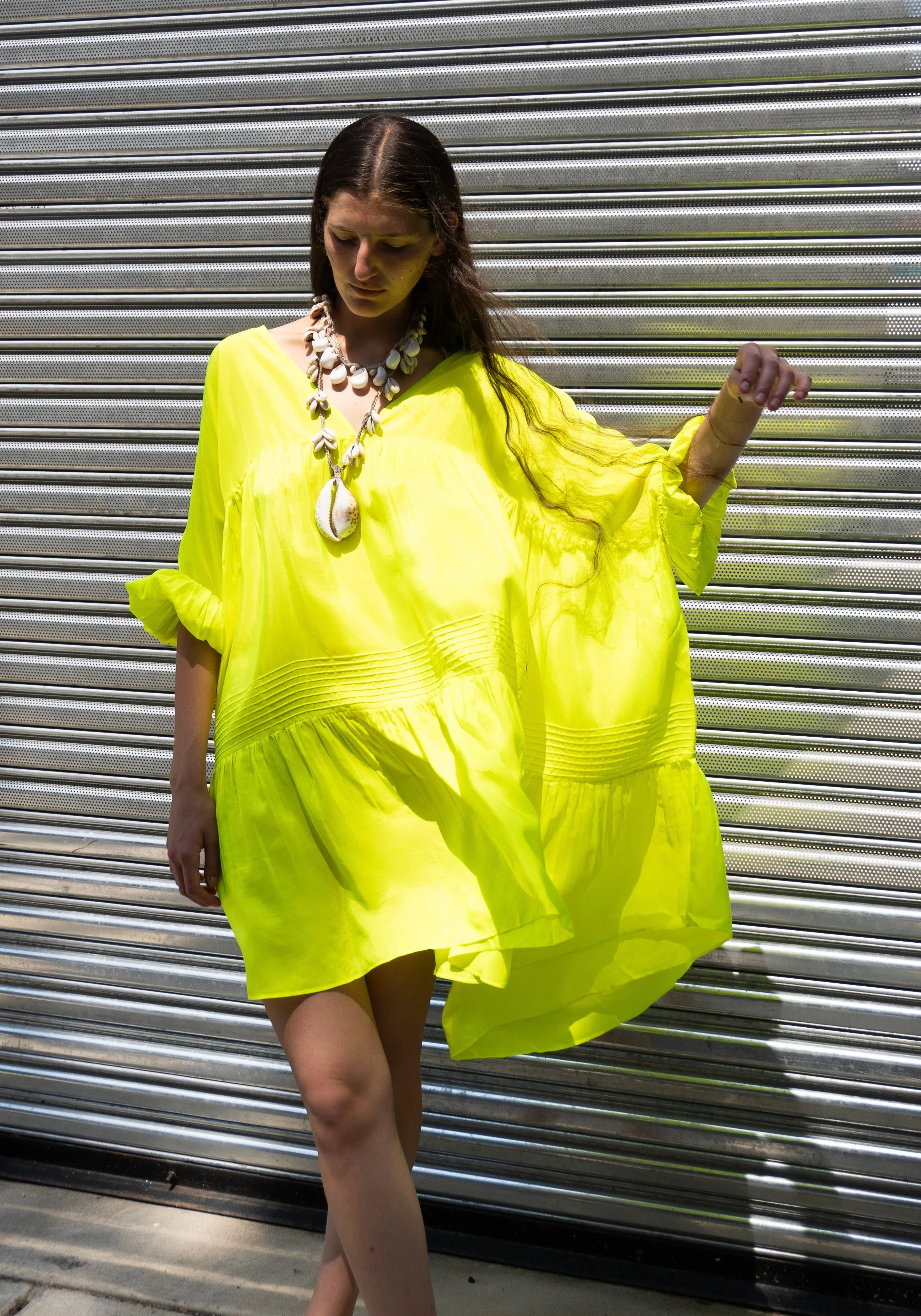 Airi Mini Dress in Fluoro Yellow