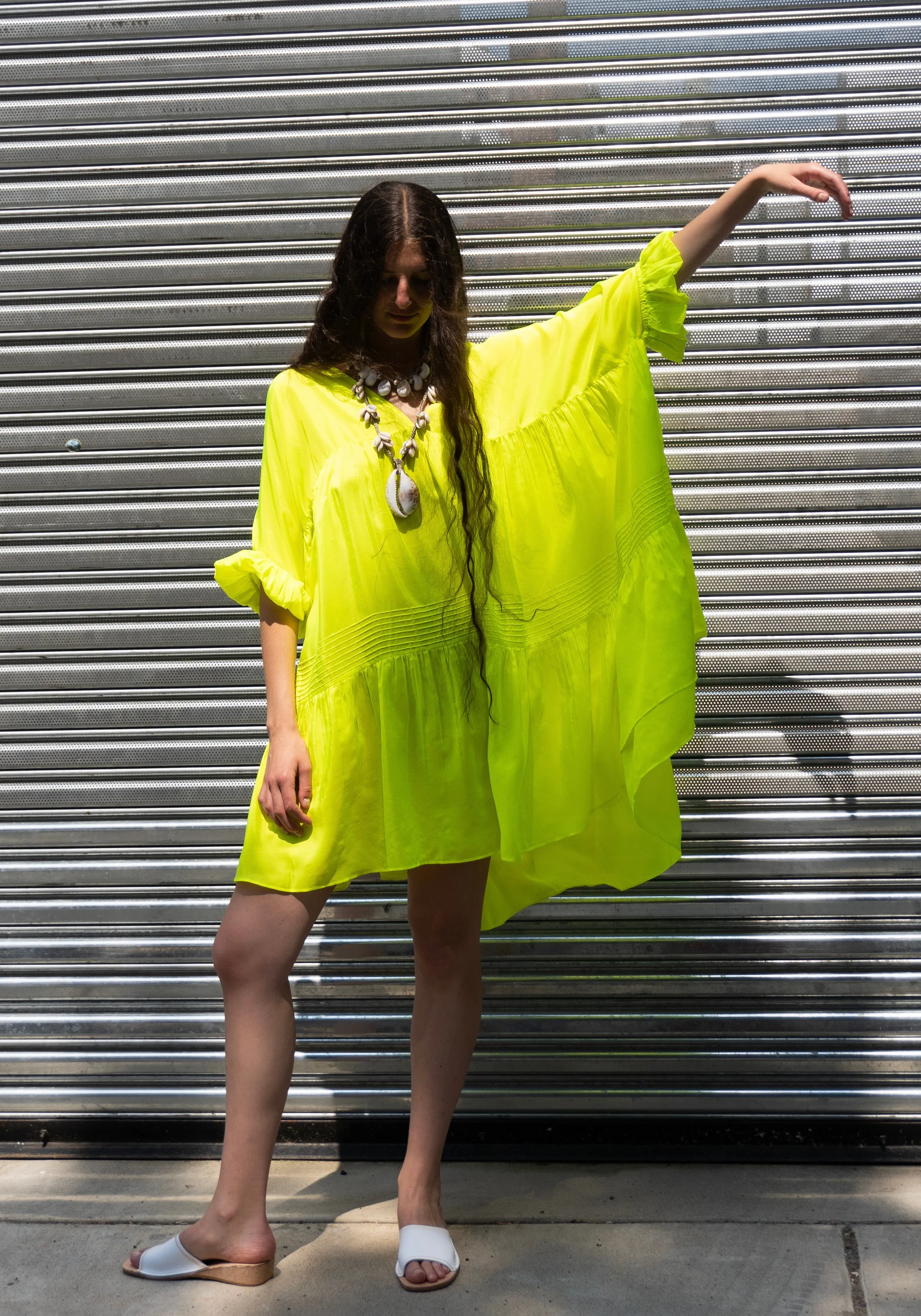 Airi Mini Dress in Fluoro Yellow