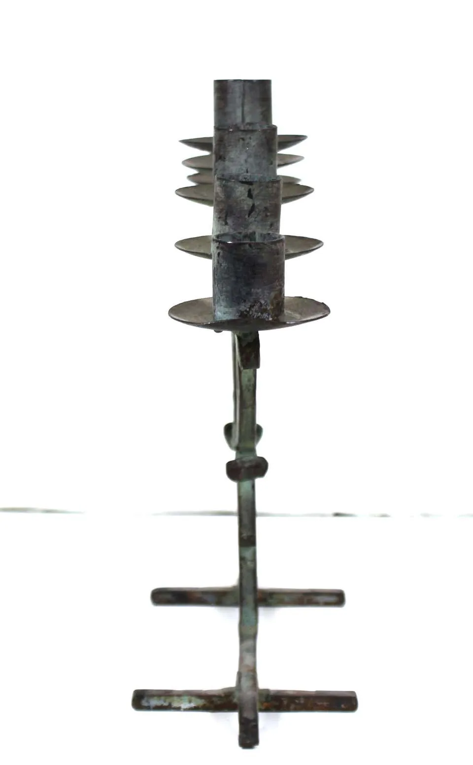 American Modernist Prairie School Candelabra in Wrought Iron and Bronze