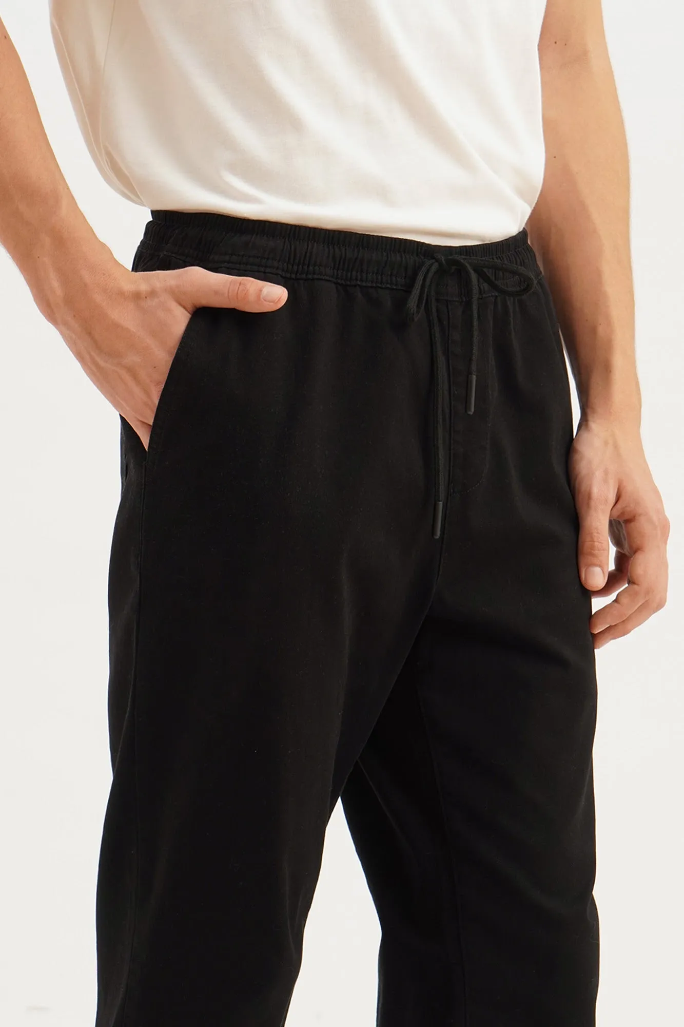 Ankle Length Pull-On Twill Trousers