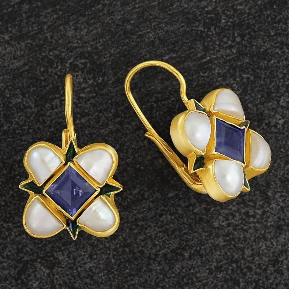 Ariel Iolite and Pearl Earrings