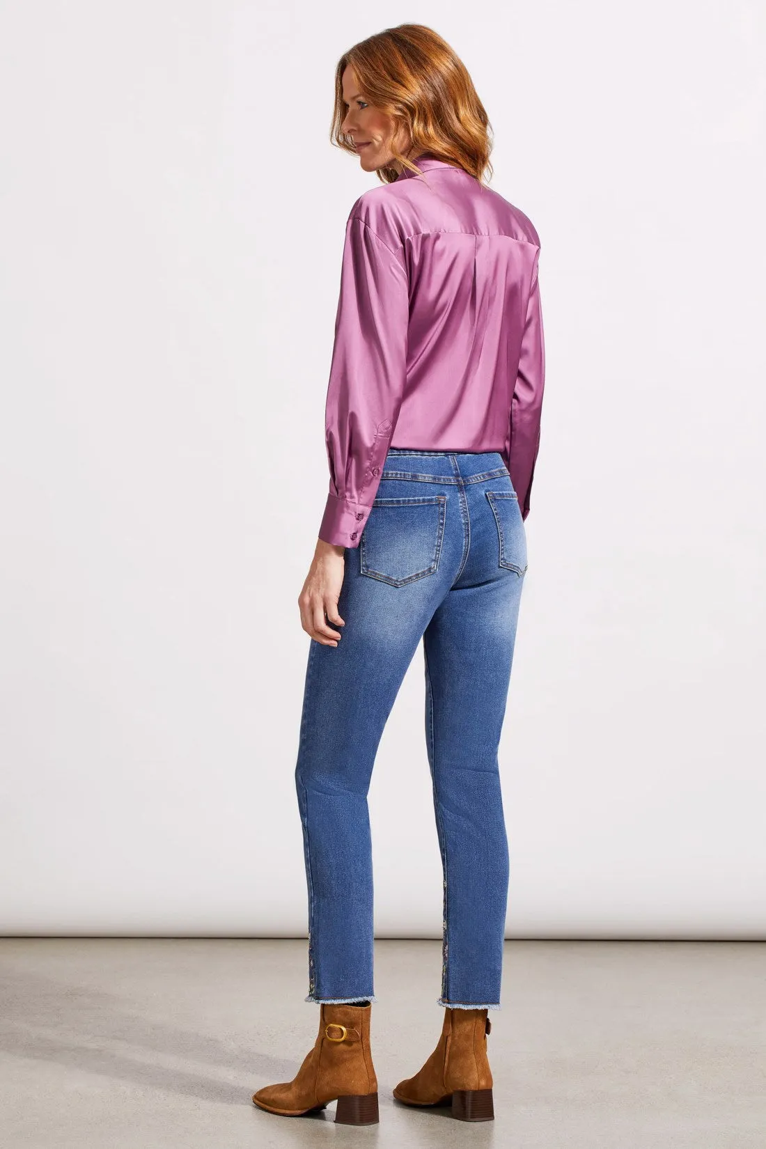 AUDREY PULL-ON SLIM ANKLE JEANS WITH EMBROIDERY-Blue quartz