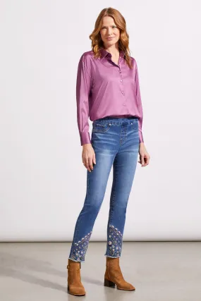 AUDREY PULL-ON SLIM ANKLE JEANS WITH EMBROIDERY-Blue quartz