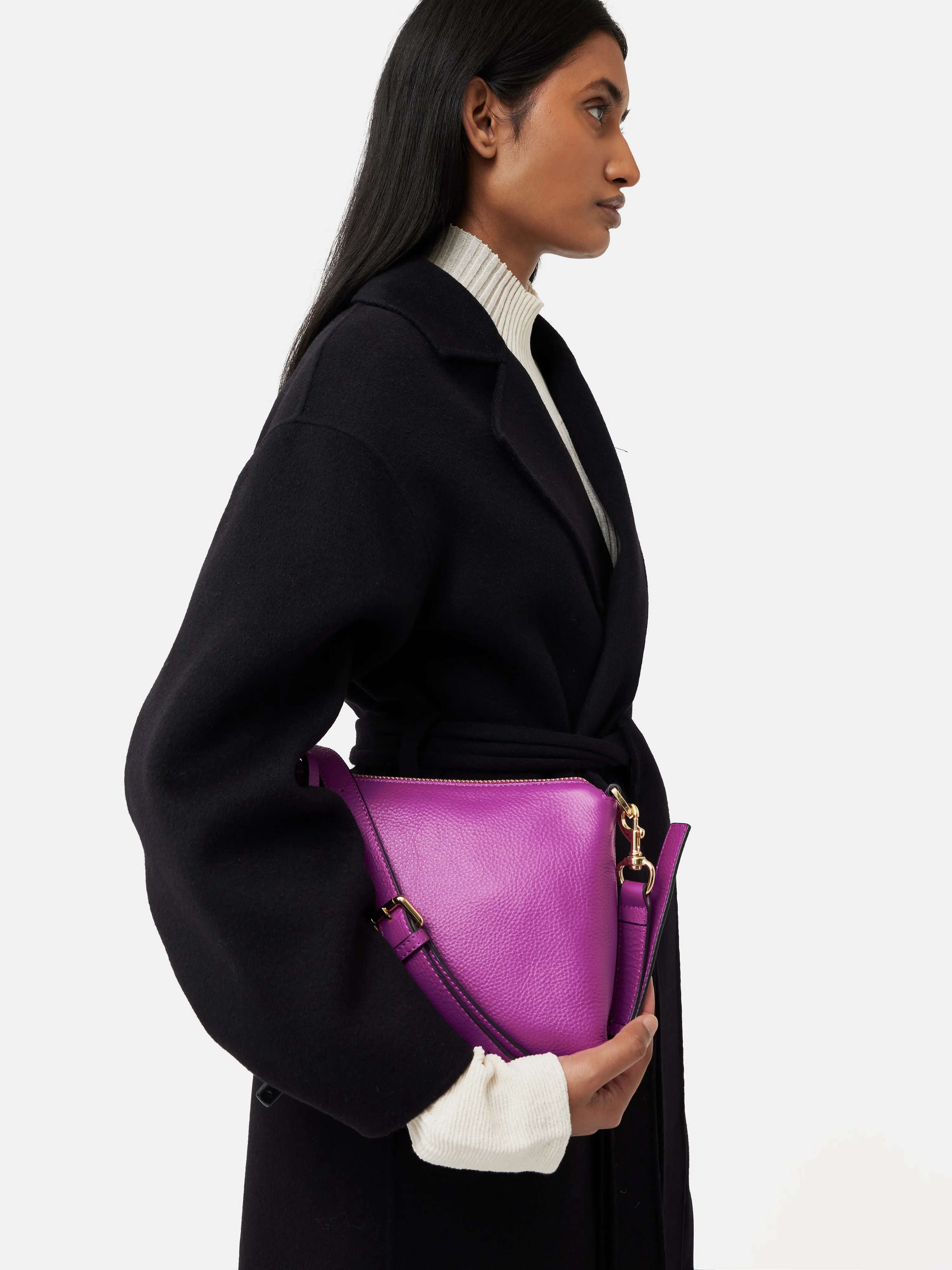 Ava Pebble Leather Crossbody | Purple Orchid