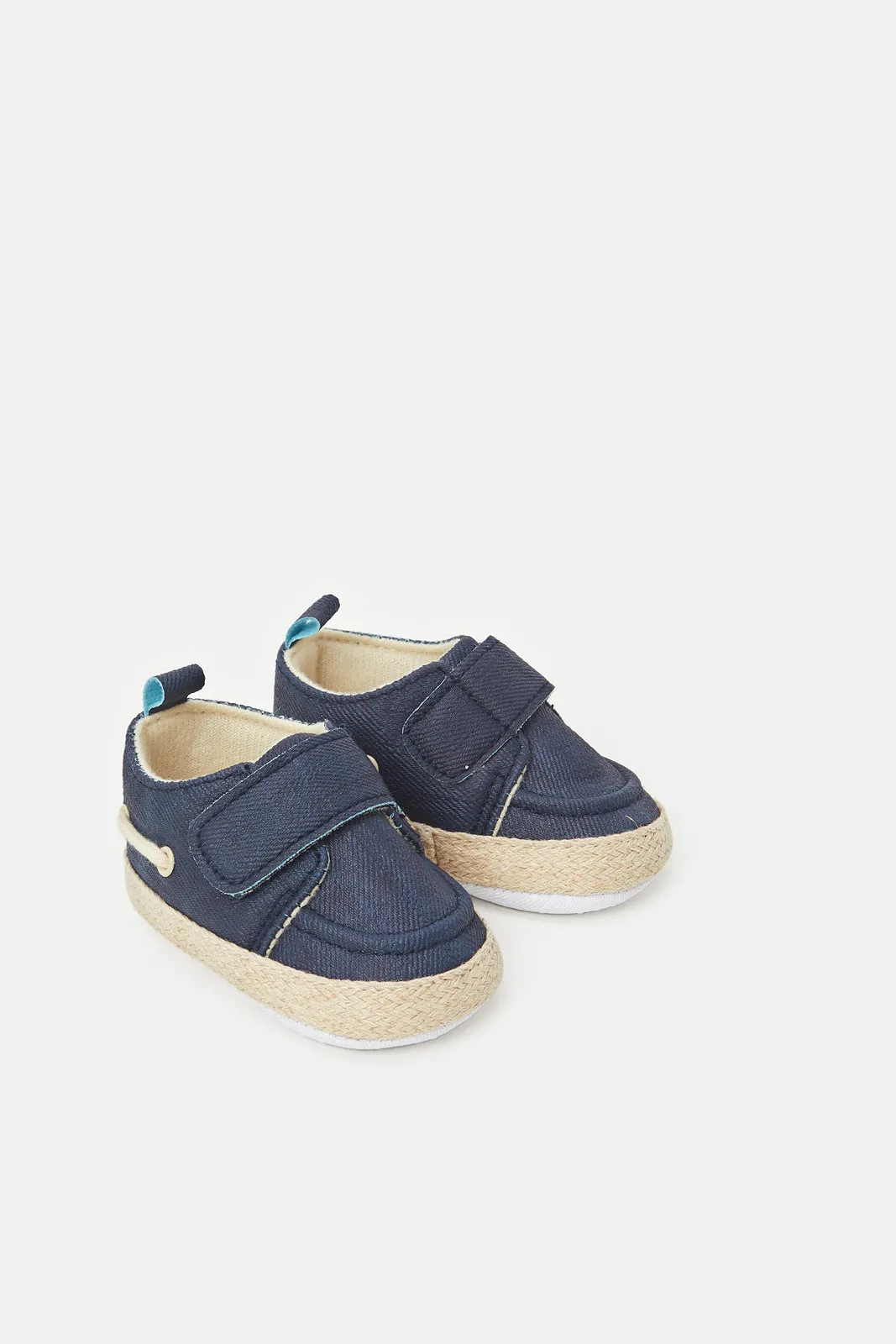 Babies Navy Velcro Strap Pram Shoes