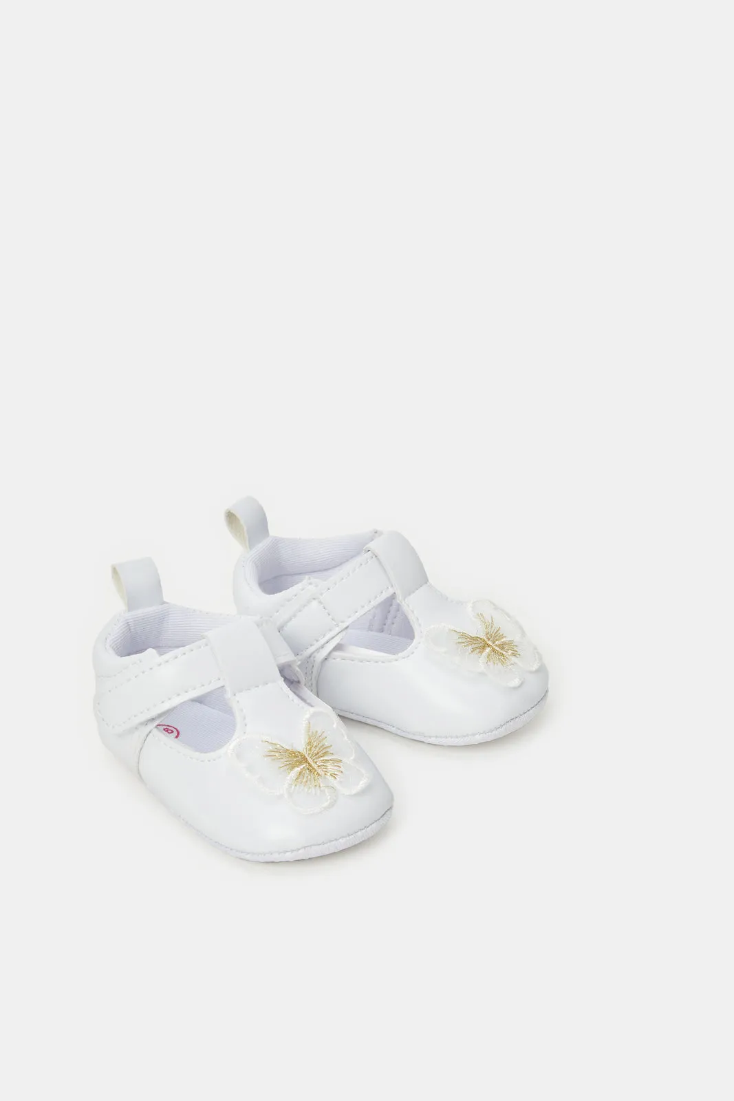 Babies White Butterfly Pram Shoes