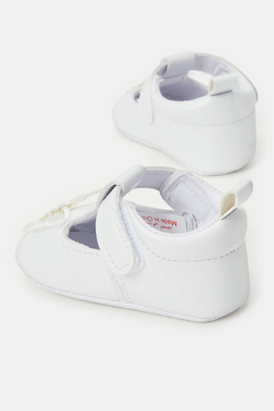 Babies White Butterfly Pram Shoes