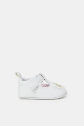 Babies White Butterfly Pram Shoes