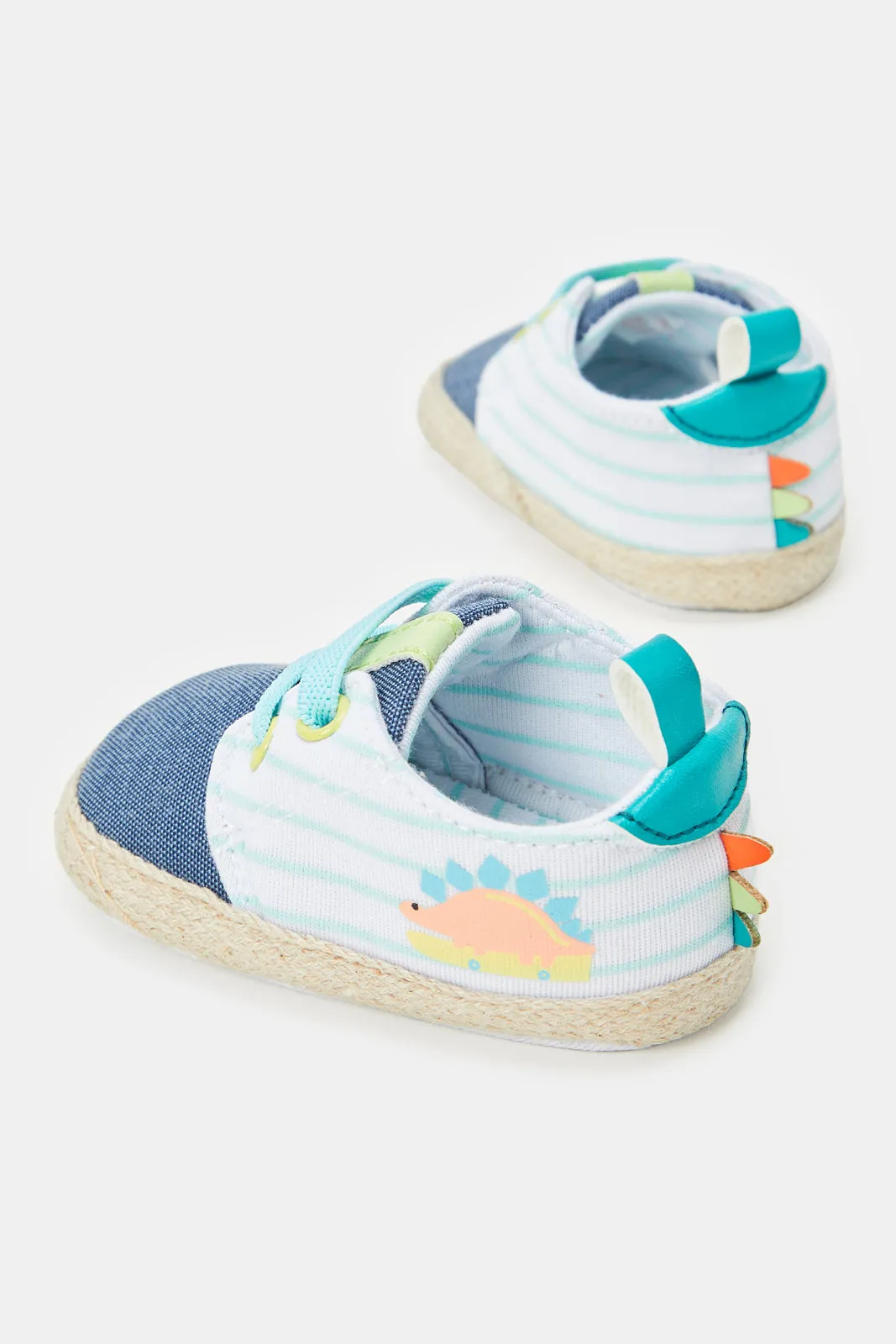 Baby Denim Dinosaur Print Pram Shoe