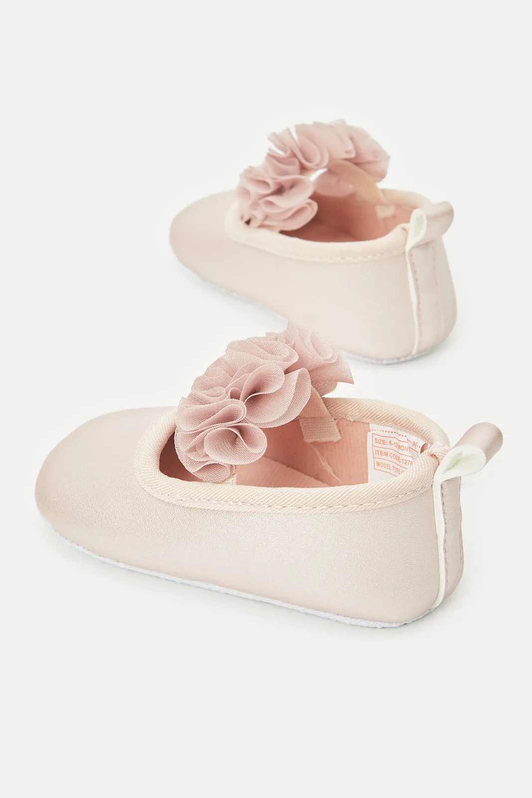 Baby Pink Floral Pram Shoe