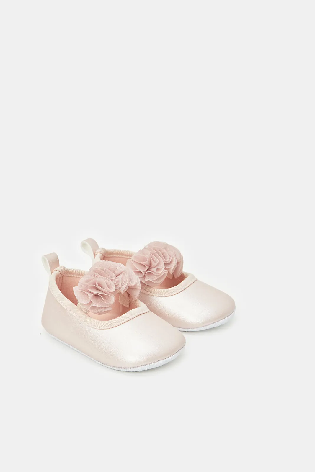 Baby Pink Floral Pram Shoe