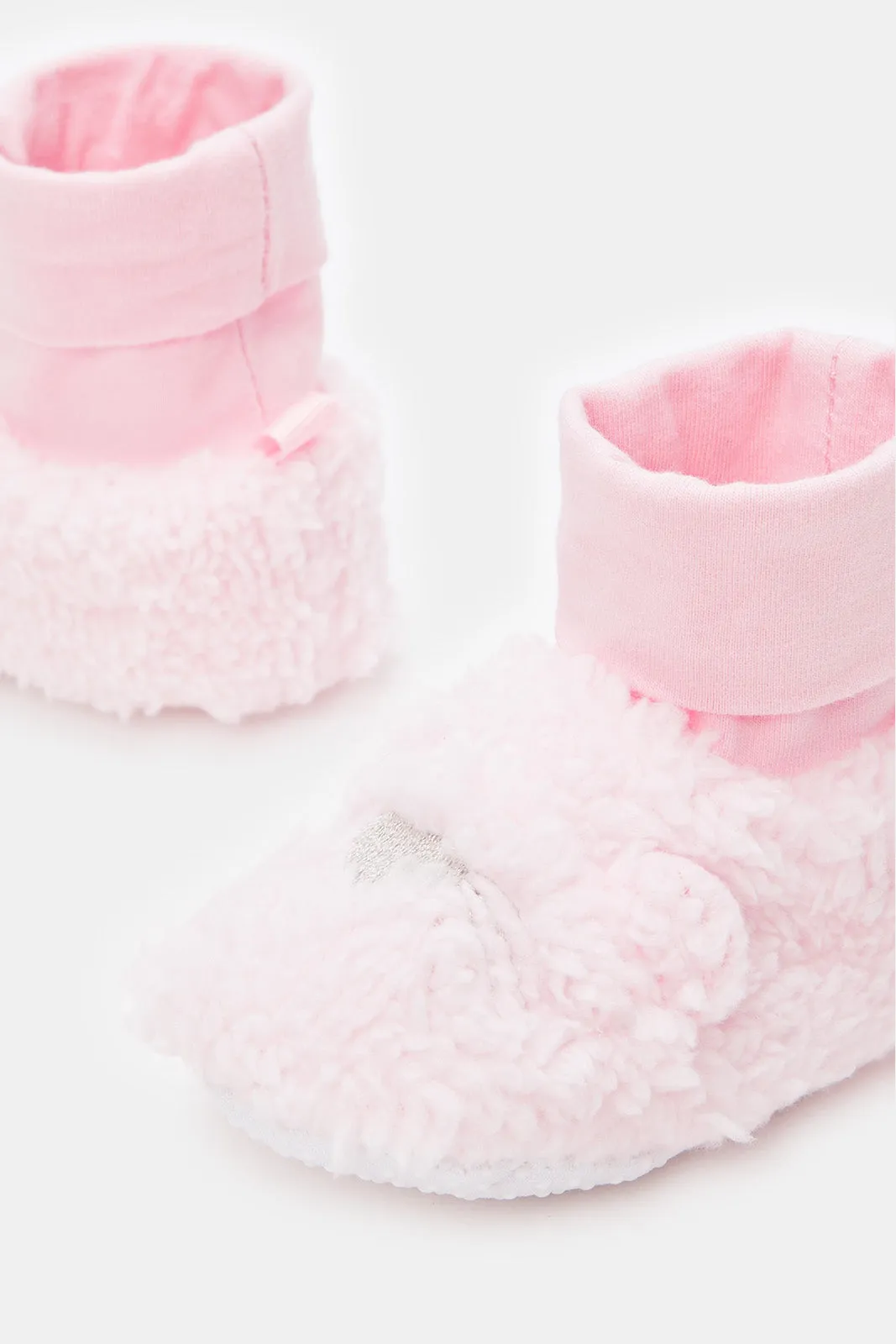 Baby Pink Fur Pram Shoes