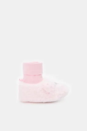 Baby Pink Fur Pram Shoes