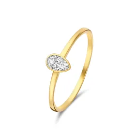 Baguette Genevieve 14 karat gold ring with white zirconia