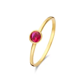 Baguette Roux 14 karat gold ring with red zirconia