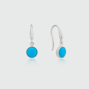 Barcelona Silver December Turquoise Birthstone Hook Earrings