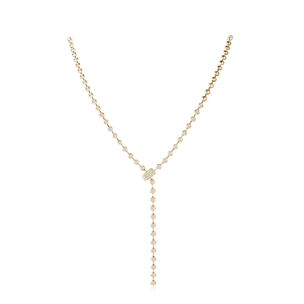 Bezel-Set Diamond Lariat Necklace