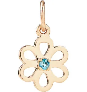 Birthstone Flower Charm With Blue Zircon