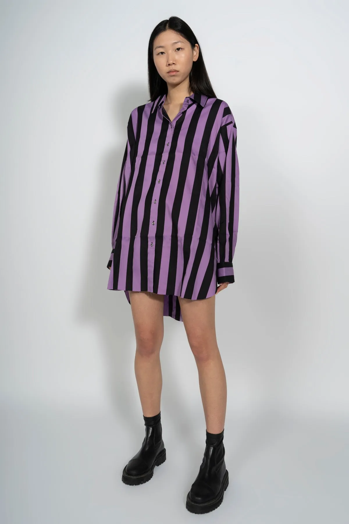 BLACK AND LILAC STRIPED XXL SHIRT