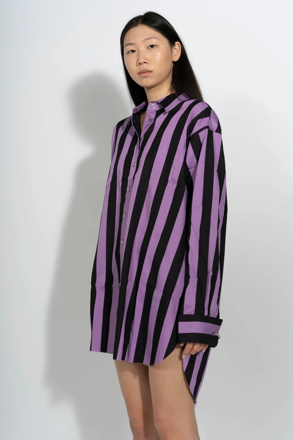 BLACK AND LILAC STRIPED XXL SHIRT