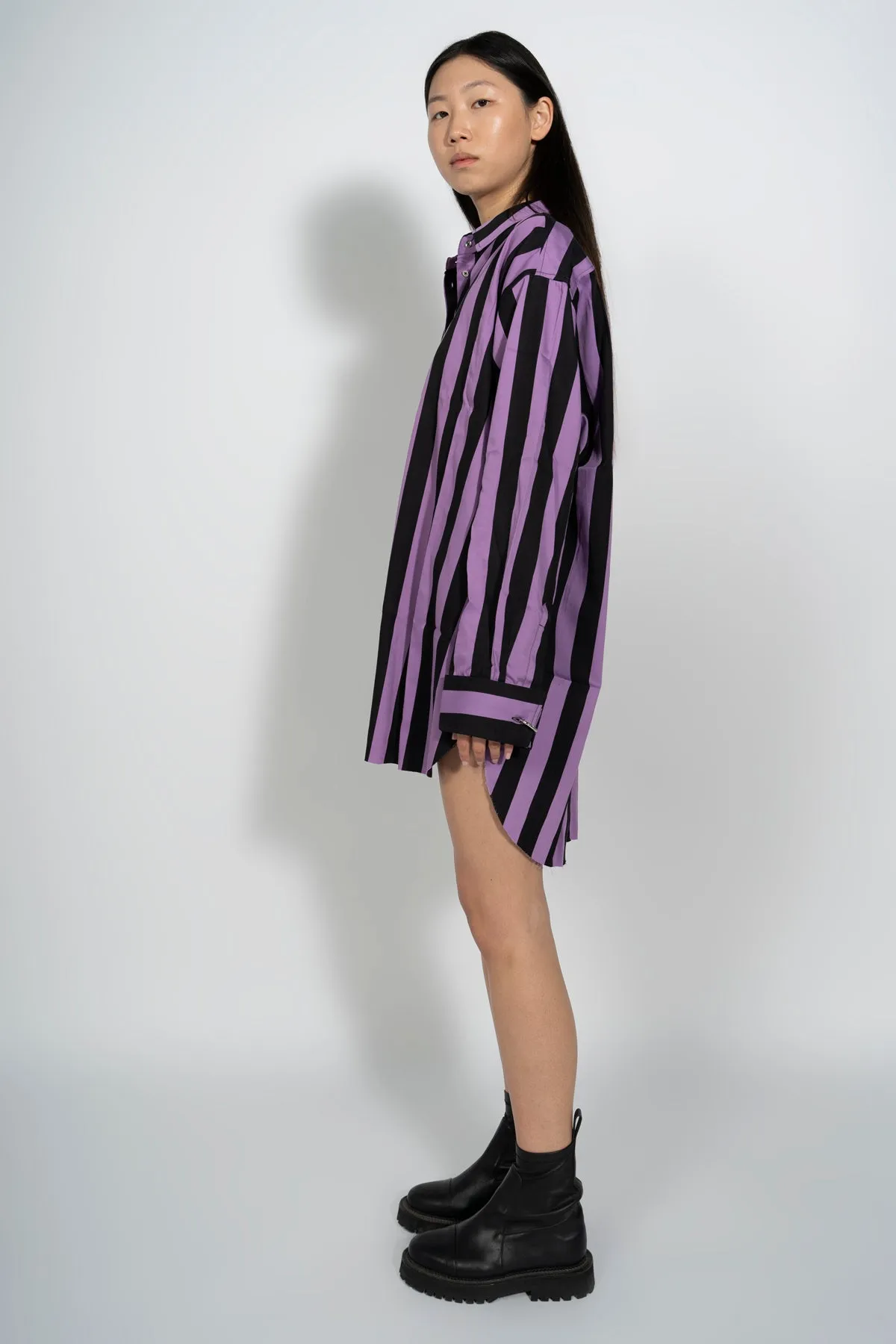 BLACK AND LILAC STRIPED XXL SHIRT