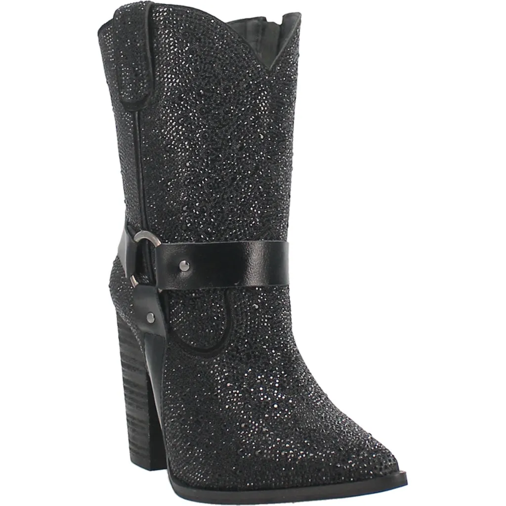 Black Crown Jewel Leather Bootie