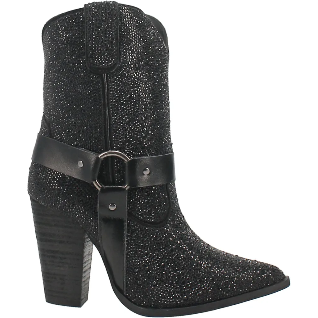 Black Crown Jewel Leather Bootie