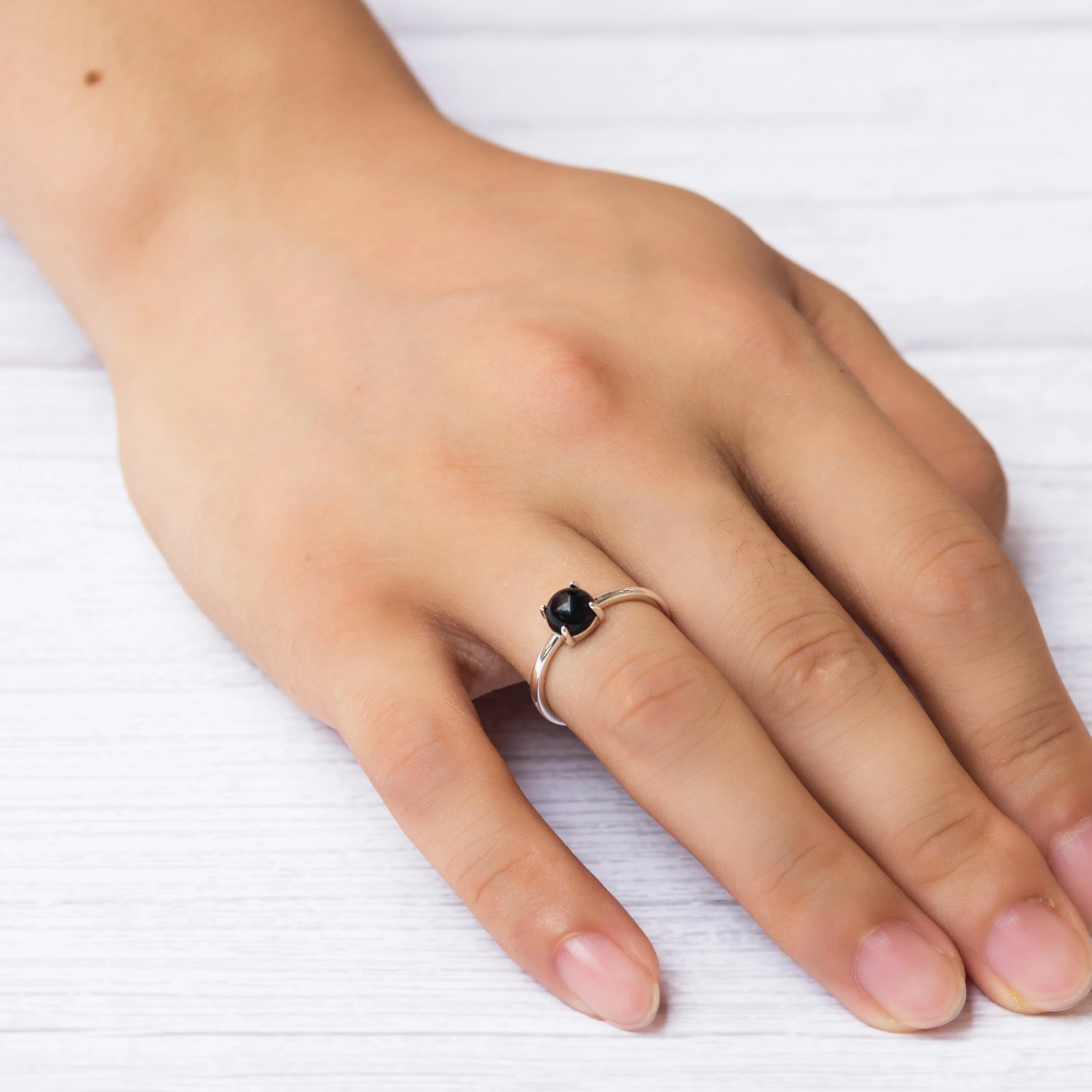 Black Onyx Adjustable Ring with Quote Card