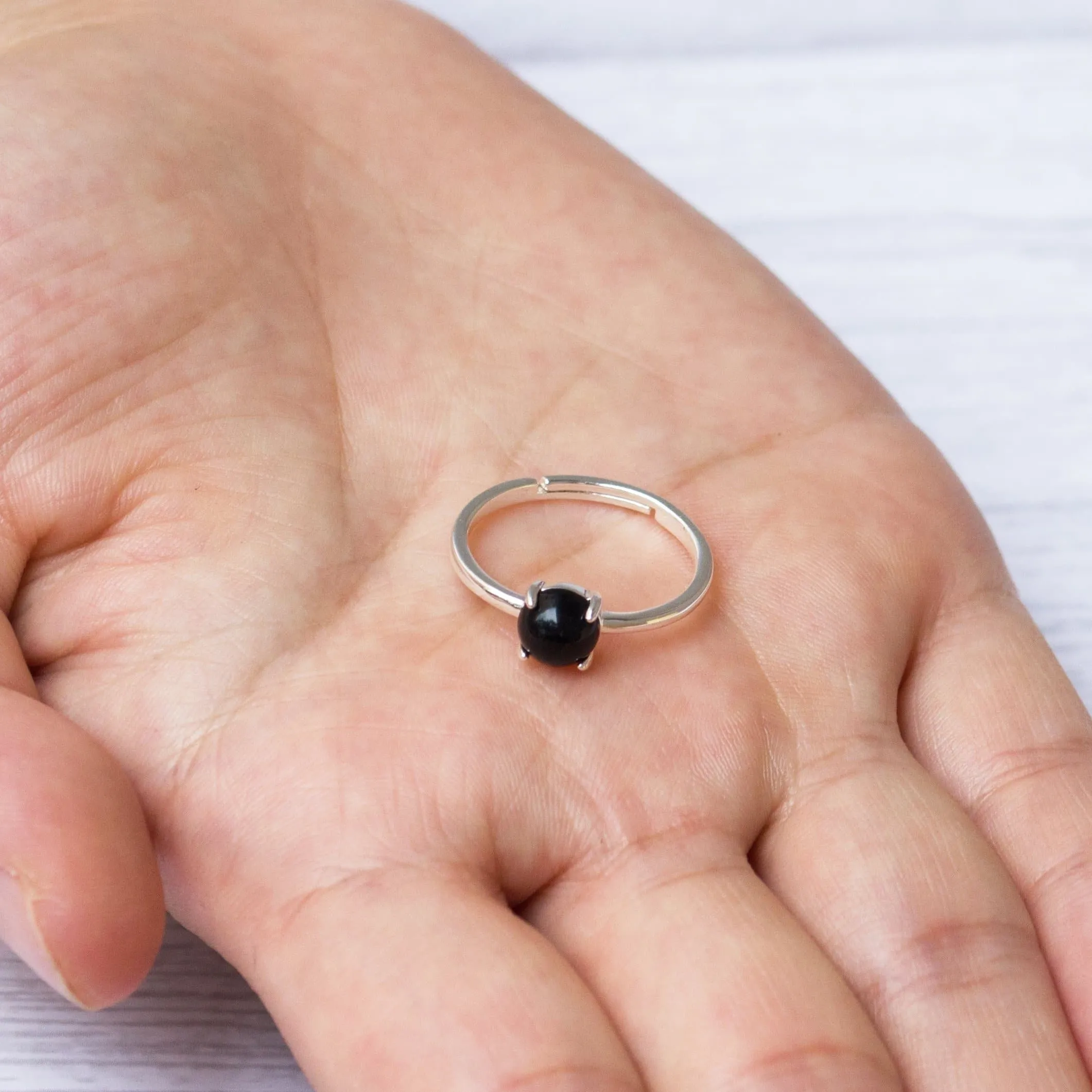 Black Onyx Adjustable Ring with Quote Card