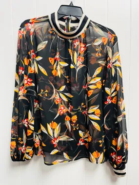 Blouse Long Sleeve By French Connection In Black & Orange, Size: 12