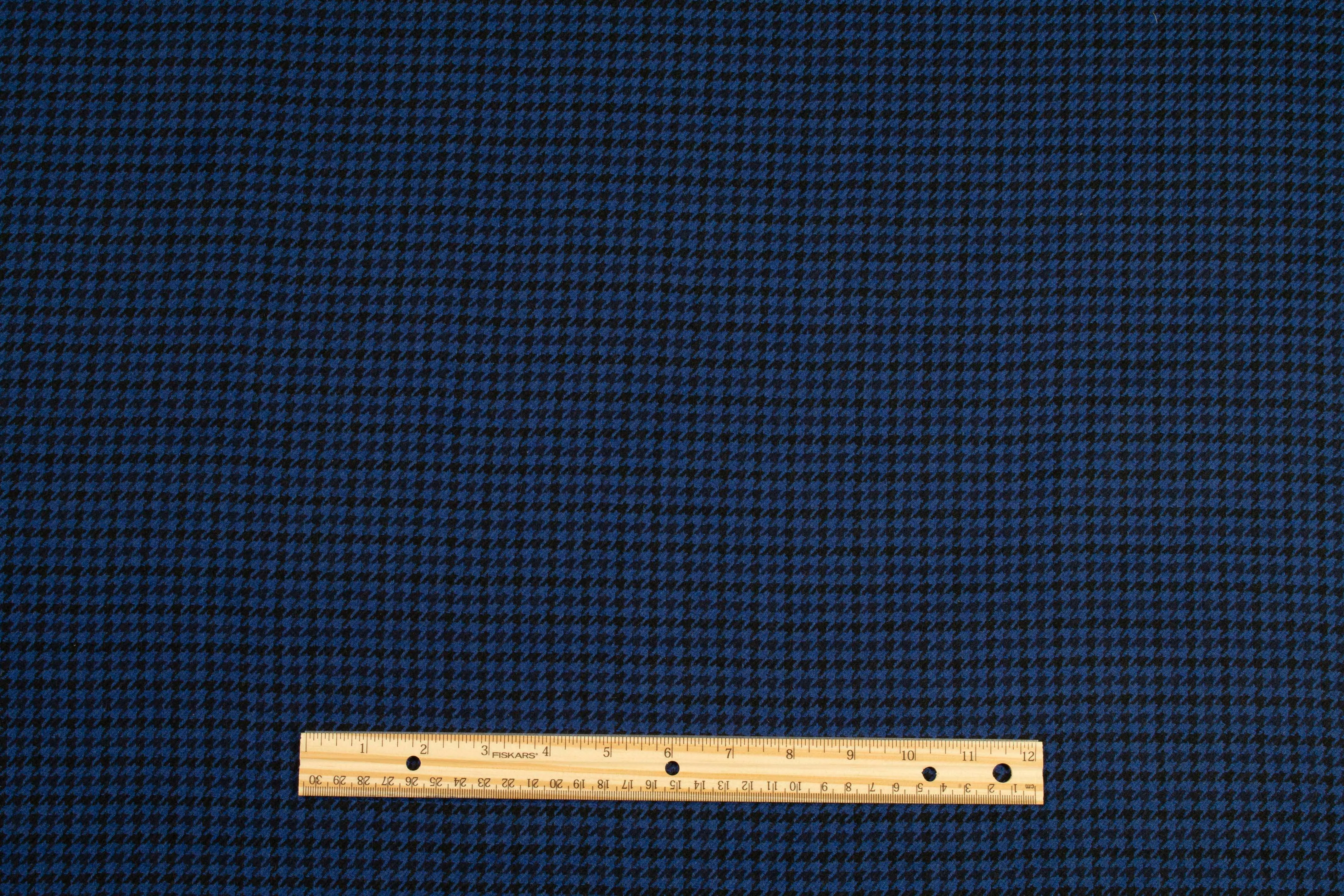 Blue and Black Houndstooth Italian Wool Suiting