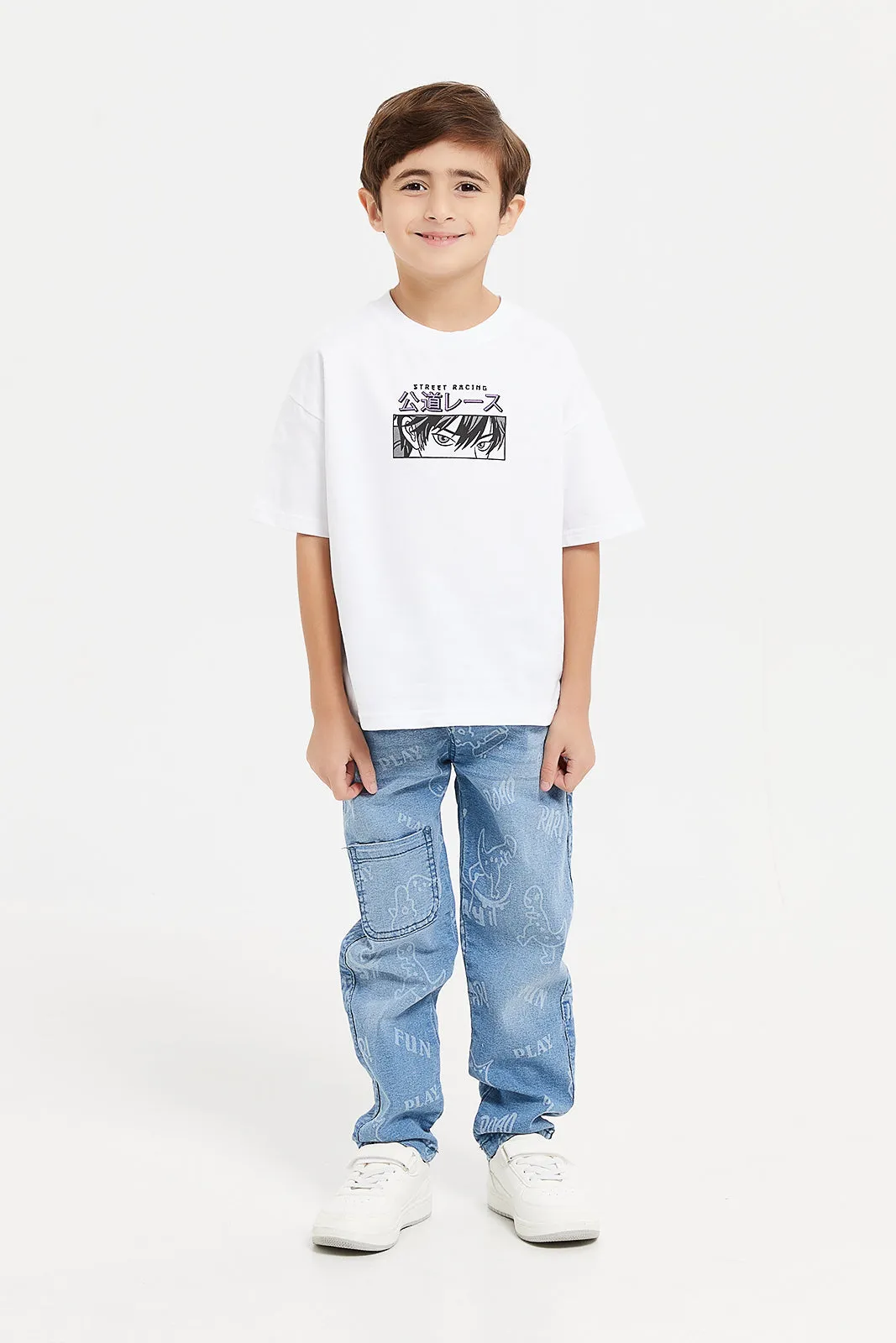 Boys Blue Pull On Jeans