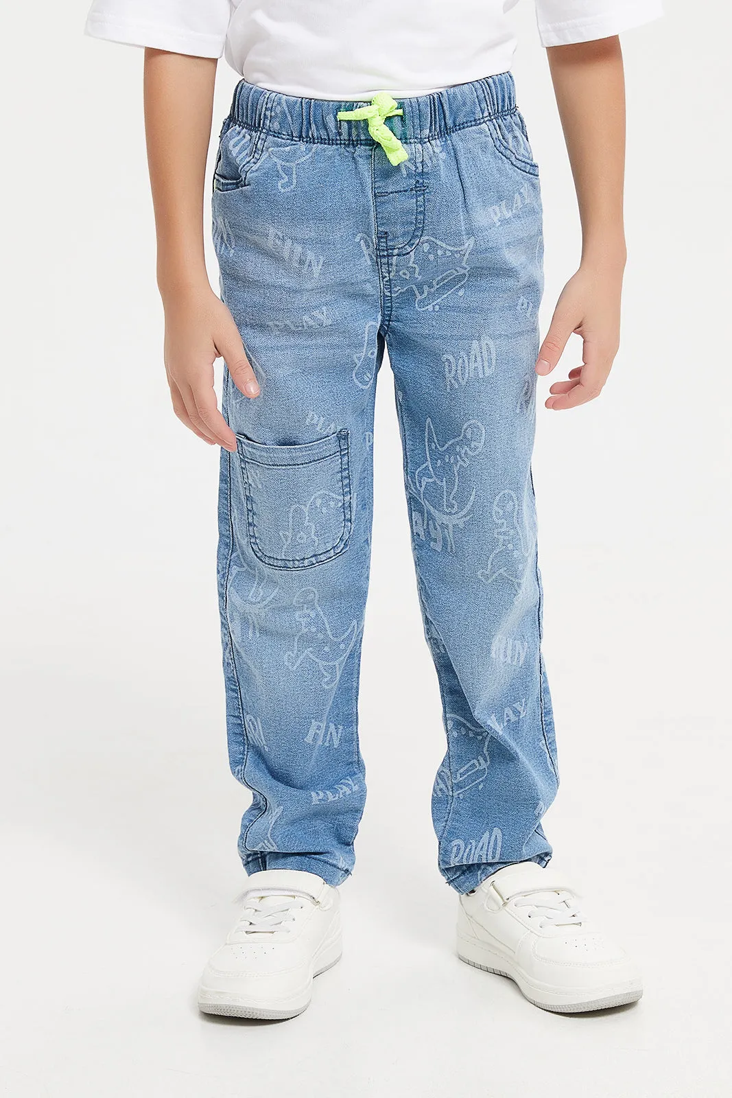 Boys Blue Pull On Jeans