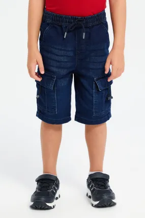 Boys Navy Cargo Pocket Pull On Short